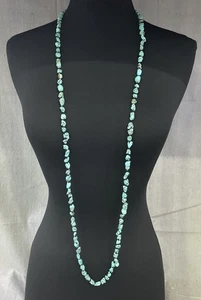 "Collar de cuerda en capas vintage turquesa de 24"" largo (76,34 g)" - Imagen 1 de 15