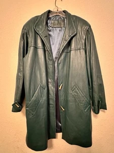 VTG 90”s Jacqueline Ferrar Dark Green buttery soft leather coat jacket XL - Picture 1 of 12