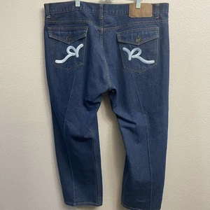 Vintage Rocawear Jeans Men 44x27 Blue Baggy Y2K Streetwear Wide Leg Skater Goth - Picture 1 of 8