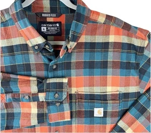 Carhartt Flannel Men’s XL Button Down Flex Long Sleeve Shirt Plaid Midweight - Picture 1 of 6