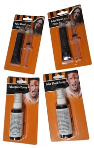 Halloween Schminke  ( 6 tlg ) Kunstblut im Spray (2 x 59 ml ) +  ( 2x 20 ml)  Fa - Bild 1 von 14