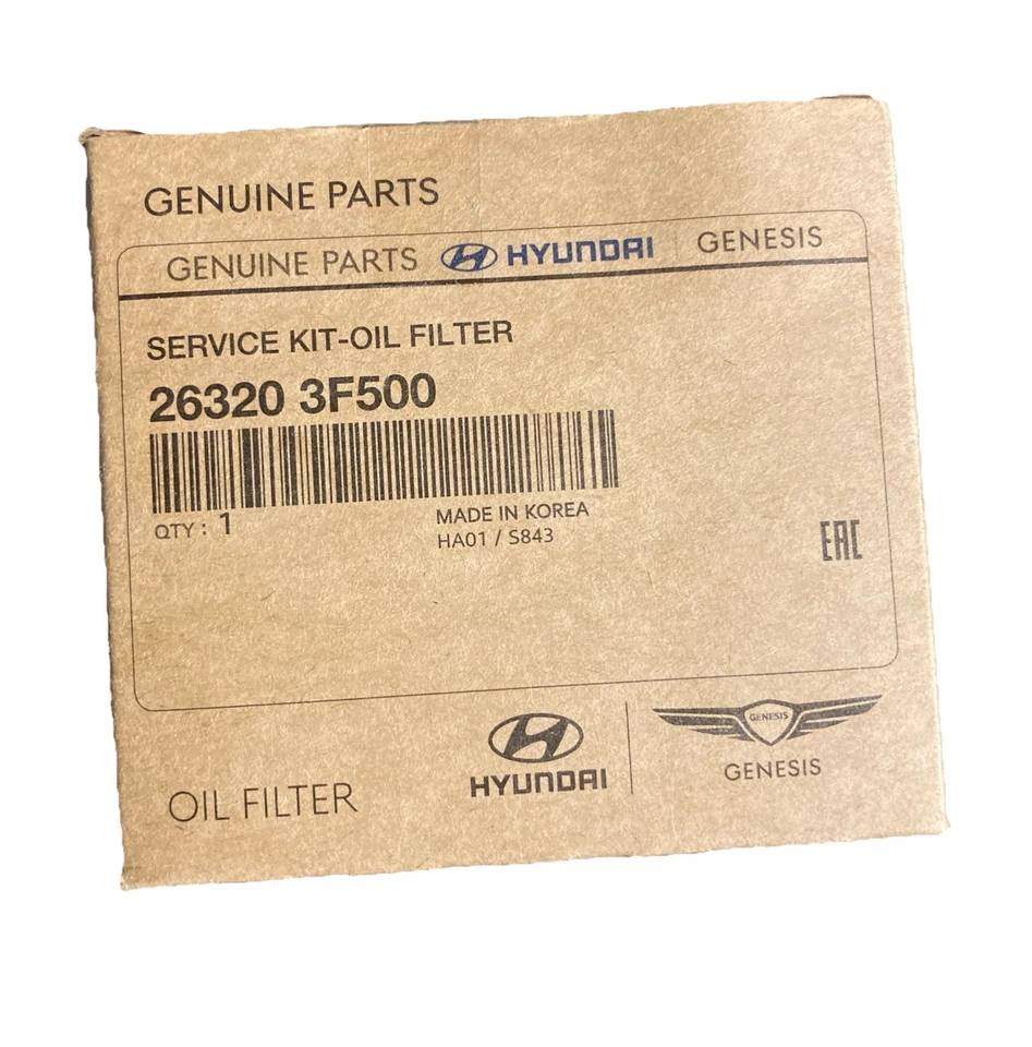 Nuevo en caja Kit de filtro de aceite SealGENUINE 26320-3F500 2014-2016 para Hyundai Genesis V8 5,0 L Foto 1 de 4