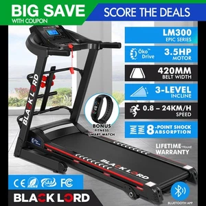 BLACK LORD Treadmill Electric Home Gym Exercise Run Machine Incline Fitness - Picture 1 of 12