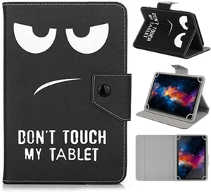 DETUOSI 10.1" Tablet Case - Folio Leather Stand, 4 Rings, 9.6-10.5" - Black eyes - Picture 1 of 8