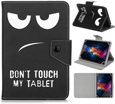 DETUOSI 10.1" Tablet Case - Folio Leather Stand, 4 Rings, 9.6-10.5" - Black eyes - Image 1 of 4
