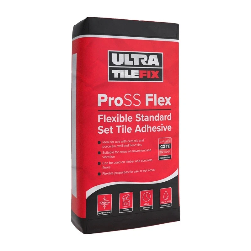 Ultra ProSS Flexible Standard Set Tile Adhesives 20kg Grey and White - Image 1 of 1