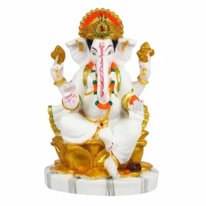 New Marble Lord Ganesha Idol God Ganpati Handicraft Statue Figurine Gift - Picture 1 of 4