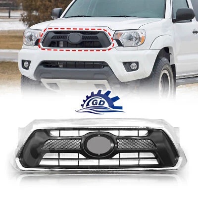 Parachoques delantero apto para Toyota Tacoma 2012 2013 2014 2015 parrilla carcasa cromada negra Foto 1 de 4