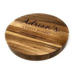 Personalised Large Round Thick Acacia Chopping Block Wedding Birthday Gift - Picture 1 of 6