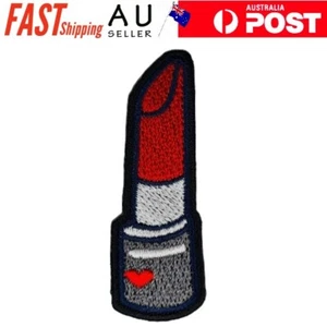 Red Lipstick Iron on Patch Red Heart Beauty Cosmetic Girl Woman 7×2.4×0.1cm(1g) - Picture 1 of 3