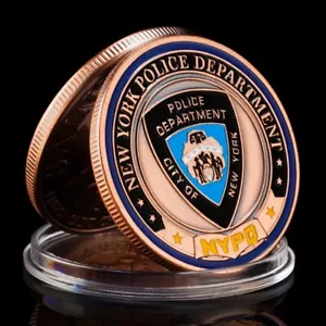 United States New York police department with St Michael 40mm Challenge Coin - Picture 1 of 4