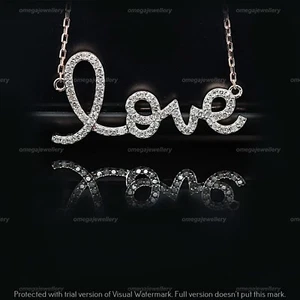 0,33 ct runder zertifizierter natürlicher Diamant Liebe Anhänger 18" Kette 14K Rotgold - Bild 1 von 8