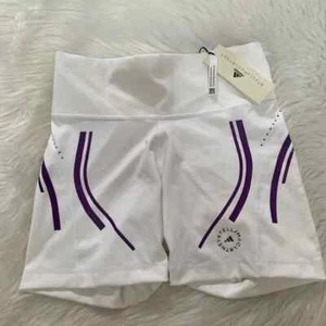 NEW wTag-STELLA McCartney Adidas White w/Purple Trim Shorts M - Picture 1 of 2