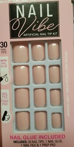 L.A. Colors Nail Vibe Glue On Fake Nails 30 Short Square Tip -Pink - Picture 1 of 5