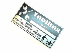 Anodized Aluminium TOOLBOX etched name plate proud owner with stamped name - Imagen 1 de 4
