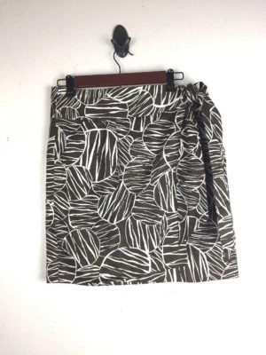 Falda envolvente Kenneth Cole Reaction para mujer talla 8 bolsillo lateral con lazo corta marrón blanca Foto 1 de 4