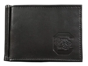 South Carolina Gamecocks RFID Blocking Shield Black Leather Moneyclip Wallet - Picture 1 of 7