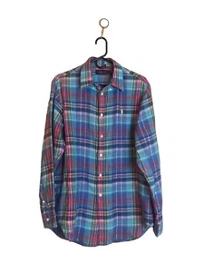 Polo Ralph Lauren Men’s Linen Shirt L Multicolor Plaid Long Sleeve - Picture 1 of 7