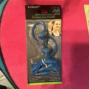 e-Circuit Sport Earphones 3.5mm Jack 4ft Cord Blue Works With Most Devices - Picture 1 of 6