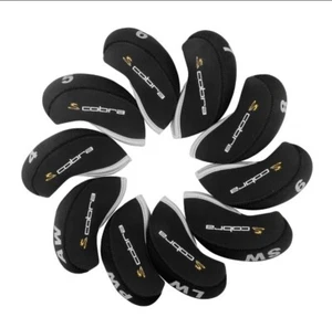 10PCS Golf Iron Headcovers for Cobra Club Head Covers Caps 4-LW Black