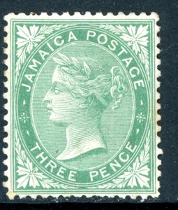 Colonias Británicas 1870 QV Jamaica 3p Verde Wmk CCC Scott #9 Como Nuevo V231 - Imagen 1 de 6