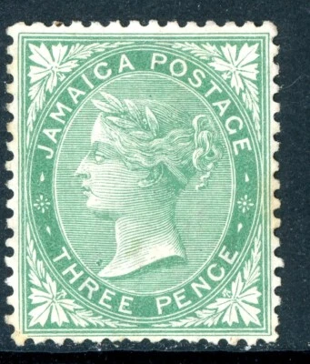 Британские колонии 1870 QV Ямайка 3p зеленый Wmk CCC Scott #9 новом V231 - Изображение 1 из 4