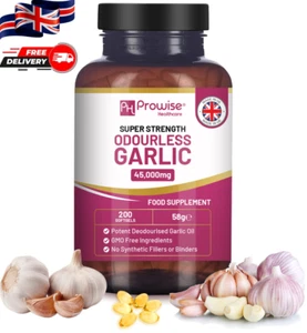 ✅Odourless Garlic 45000mg 200 Softgels High Strength Deodourised Extract UK✅ - Picture 1 of 9