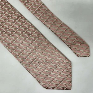 ERMENEGILDO ZEGNA SILK TIE PINK CHAMPAGNE SATIN LUXURY RIBBON PATTERN 3.5" - Picture 1 of 2