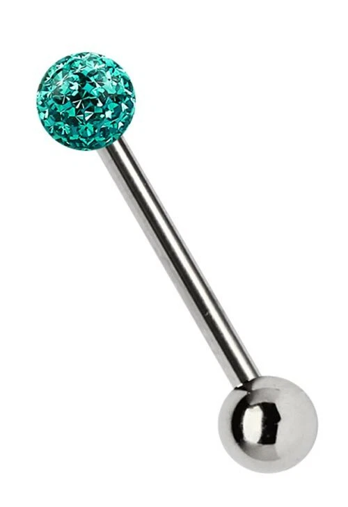 Titan Piercing Lingua Gioiello Spina IN 1,6mm Con 5mm Multi Glitter Epoxy Sfera - Immagine 1 di 3