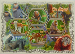 Monkeys apes Golden-headed tamarin Patas Mandrill 2018 m/s MNH #WKS2018-07a - Picture 1 of 1