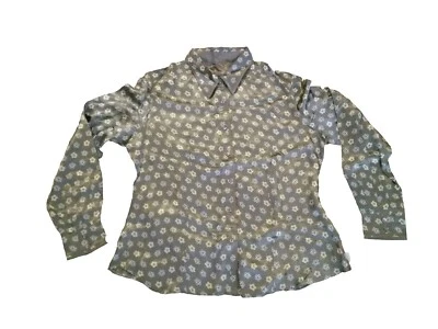 Новый маслянистый женщин длинным рукавом цветочный вискозы стильная рубашка блузка - 42 США 12   - Изображение 1 из 4