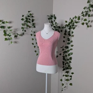 silk knitted pink sleeveless coquette tank top - vintage evie - Picture 1 of 5