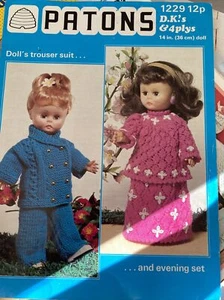 Doll Clothes 14” Dk Patons 1229 Knitting Pattern Trouser Suit / Evening Set - Picture 1 of 1