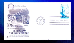US SC #1258 VERRAZANO NARROWS BRIDGE 1964 Artcraft FDC 5 cent $4.59 Ships free - Picture 1 of 2
