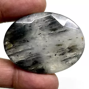 156.50 Cts Natural Rutile Quartz 42x33mm Oval Cut Loose Untreated Gemstone - Picture 1 of 21