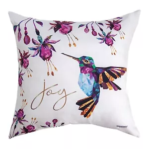 HUMMINGBIRD AND FUCHSIA INDOOR OUTDOOR TEXTURED THROW PILLOW - 18" SQUARE - Picture 1 of 1