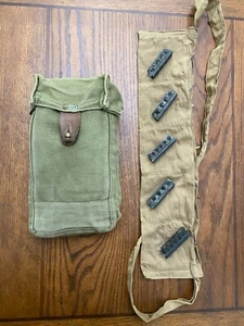 WWII BRITISH MKIII AMMO POUCH / BANDOLEER & STRIPPER CLIPS - Bild 1 von 4