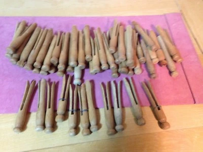 Wood Clothes Pins Heavy Duty Traditional Wooden Laundry Clothespins SET Of 58 US - Image 1 of 3