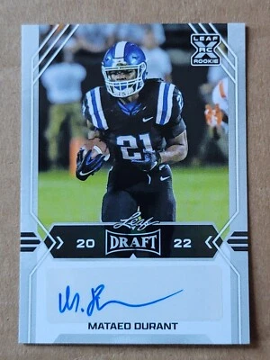 Mataeo Durant 2022 Leaf Draft Rookie Silver Autograph Football Card BA-MD1 - Image 1 of 4
