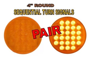 Turn Signal Light SET 4" (Amber/Amber) 26 Sequential LED's - S/T/T - (PAIR) - Picture 1 of 8