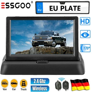 ESSGOO Klappbar Monitor KFZ Auto Funk Kabellos HD Rückfahrkamera Nummernschild - Bild 1 von 12