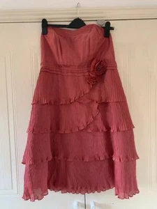 Dust pink rust brown NEXT signature strapless ruffle dress size 16 - Picture 1 of 4