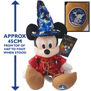 Disney Store Mickey Mouse Plush Sequin Sorcerers Apprentice Fantasia 80th - Picture 1 of 9