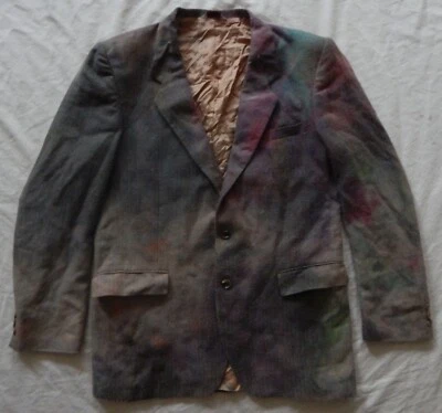 Blazer Traje Chaqueta Lana Tie Dye Negro Arco Iris 2 Botones - 44R Para Hombres Hecho a Mano L Foto 1 de 4