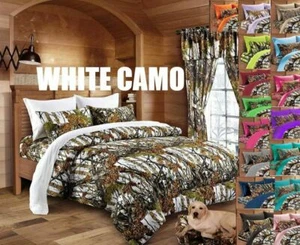 7 Stck. Weiß Schnee Camouflage Bettdecken Bettwäsche und Kissenbezüge in voller Größe - Bild 1 von 2