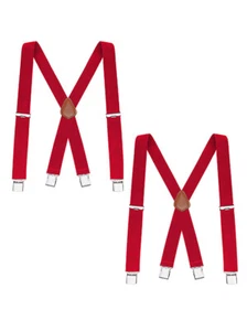Buyless Fashion 2 Pack Suspenders Men - 48" Elastic Adjustable Straps 1 1/4" - X - Picture 1 of 98