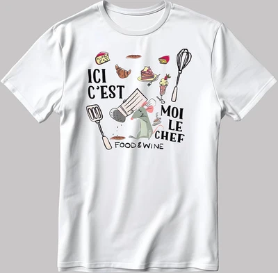 Disney Cute Ratatouille Remy Food&Wine White T-Shirt - Image 1 of 4