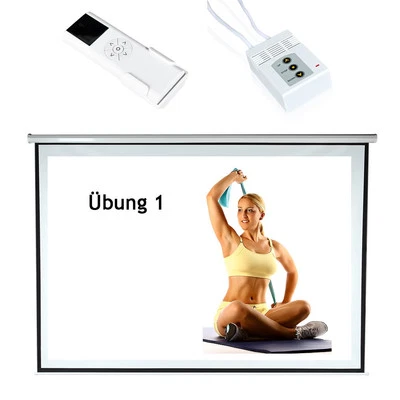 Beamer Leinwand elektrisch Rollo 244 Fernbedienung Motor Heimkino 16:9 4:3 HDTV - Bild 1 von 4