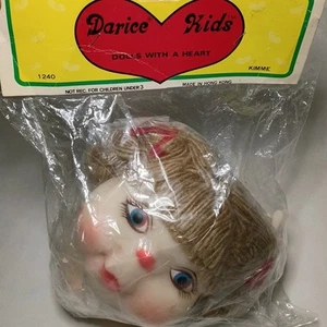 Vintage 1984 Darice Kids Doll Head And Hands Yarn Hair - Hong Kong - NEW SEALED - Picture 1 of 10