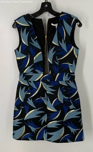Diane Von Furstenberg Blue Black Carpet Carpreena Geometric Mini Womens Dress 2 - Picture 1 of 4